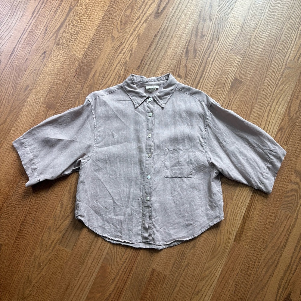 Deiji Studios Oversized Boxy Linen Shirt in Mauve
